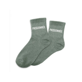 Chaussettes vertes à paillettes "passionnée"