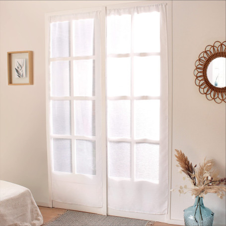 Enjoy Home – Paire de Vitrage Blanc – 90x220cm - Passe Tringle - 100% Polyester Sablé – Collection Sablé
