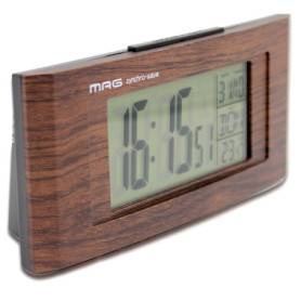 Réveil Radio-Piloté Imitation Bois avec Écran Rétro-éclairé