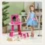 AIYAPLAY Coiffeuse Enfant 15 PCS, Table de Maquillage avec Tabouret et Miroir, lumière, Musique, Microphone, sèche-Cheveux, Espa