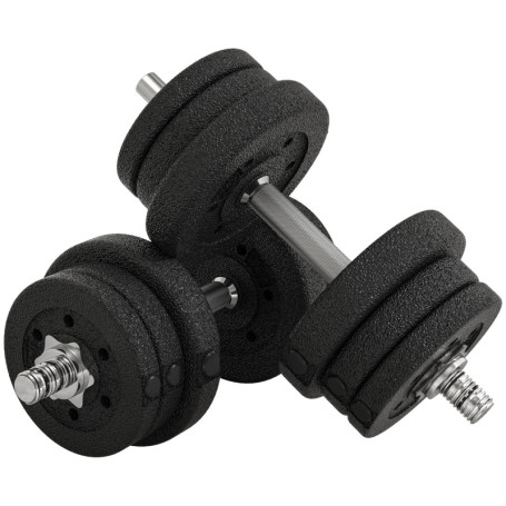 HOMCOM Ensemble d'haltères courtes total 25 kg - dumbbell paires - poids réglable - barres incluses - entraînement musculaire & 