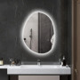 HOMCOM Miroir Salle de Bain 70 x 50 cm, Miroir Mural asymétrique, Miroir Salle de Bain avec éclairage LED - Interrupteur Tactile