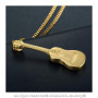 LE BAGACIER - Pendentif Guitare Voyageur Gipsy Acier Plaqué Or + Chaîne
