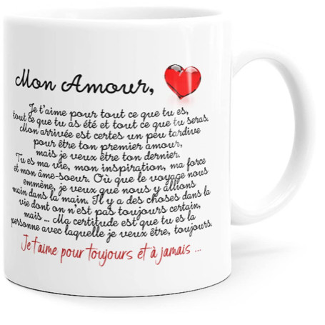 Mug Amour Tirade Idée Cadeau Original Femme Homme Tasse Message drôle Humour Déclaration pour Ami Couple Amoureux Collègue Mari 