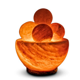 Lampe de Sel Bol avec 4 Boules Massage - Sculptée à la main -Ampoule et Câble Fournis - Décoration Relaxante-Purification d'Air 