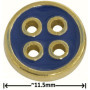AERZETIX - C65725 - Lot de 10 Boutons à coudre ronds Ø11.5x2.6 mm à 4 trous L18 18L - couleur: bleu, doré - en plastique - confe