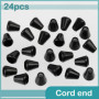 AERZETIX - Lot de 24 Embouts de cordon coniques Ø5 mm pour lacet corde ficelle - couleur noir - en plastique - protection effilo
