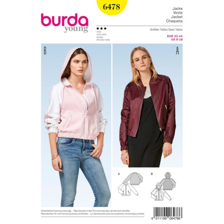 Burda Patron 6478 Veste, Autre, Blanc, 19 x 14 x 0.5 cm