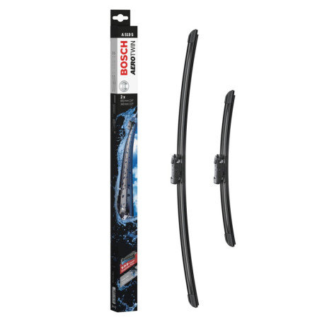 Bosch Balais d'Essuie-Glace Plats Aerotwin A519S, Longueur: 600mm/340mm − 1 Paire de Balais avant, Arrière