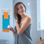 Relaxdays Porte-Serviettes Mural 3 Barres, Salle de Bain, Tablette étagère, Support Serviettes, 40 x 38 x 25 cm, Blanc