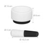 Relaxdays Mortier et pilon, en granit, Silicone, longue vie, massif épices et herbes,broyeur en pierre D14 cm, blanc