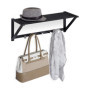 relaxdays Porte-Manteaux Mural avec Rangement, penderie à 5 patères, Couloir & Salle de Bain, métal, 23x65x25 cm, Noir