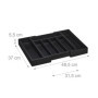 Relaxdays Bac à Couverts Bambou, Extensible, 7 Compartiments, ustensiles de Cuisine, HLP 5,5 x 31,5-48,5 x 37 cm, Noir
