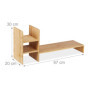 Relaxdays Support pour Moniteur en Bambou, Pose écran Hauteur, HLP: 30x67x20 cm, Ergonomique, 4 Compartiments, Naturel