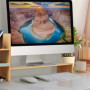 Relaxdays Support pour Moniteur en Bambou, Pose écran Hauteur, HLP: 30x67x20 cm, Ergonomique, 4 Compartiments, Naturel
