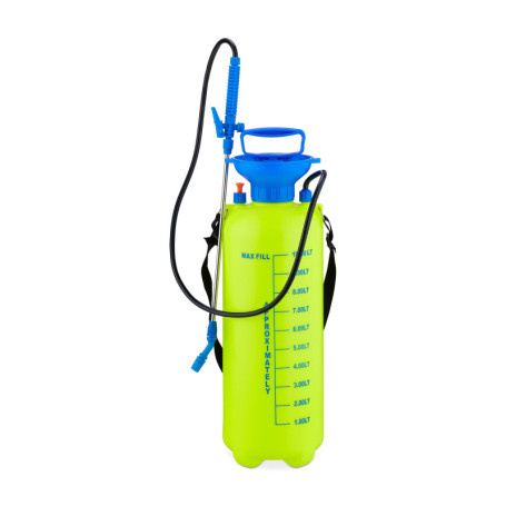 Relaxdays Pulvérisateur à Pression, 10 l, buse réglable, Graduation, Protection et arrosage des Plantes, Jaune & Bleu