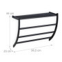 Relaxdays Porte-Serviettes Mural, HxLxP: 44 x 56,5 x 23 cm, Tablette & 3 Barres, Support Serviettes Salle de Bain, Noir