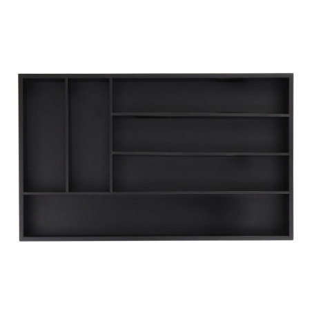 Relaxdays Bac à couverts, 6 compartiments, H x L x P : 5 x 46 x 28 cm, organiseur tiroirs, range-couverts bambou, noir