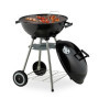 Relaxdays Barbecue Charbon de Bois, 2 roulettes, BBQ, coupelle cendrier, H x L x P : 77 x 44 x 51 cm, Noir et argenté