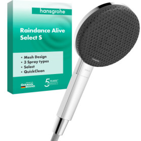 hansgrohe Raindance Alive Select S 24500000 Pommeau de douche 3 jets (PowderRain) rond 125 mm avec fonction anti-calcaire Chromé