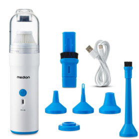 MEDION Aspirateur à Main (Batterie, sans Fil, aspirateur 3en1, Fonction Pompe à air et soufflerie, Forte Puissance d'aspiration 
