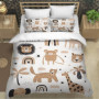 Lavnox Housse de Couette 140x200 Enfant Safari Parure de lit 1 Personne Fille Garçon Microfibre 3D Animaux Mignons Ensemble de l