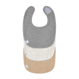 LÄSSIG Bébé Set de Bavoirs (3 pcs.) Nouveau-né Bavoir à baver Velcro GOTS/Newborn Bib Set GOTS Darkgrey/Light Grey/Nature Melang