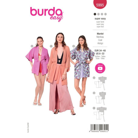 Burda B5995 Patron de Couture, Papier, Divers, 34-48