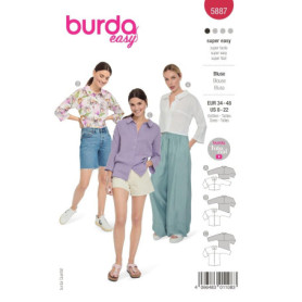 burdastyle Patron de couture 5887 | Blouses de différentes longueurs à coudre soi-même | Femme, taille 34-48 | Niveau de couture