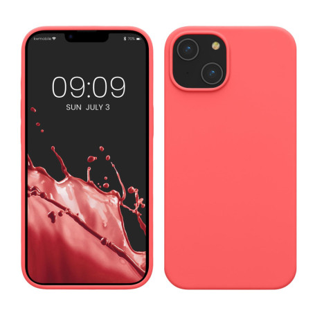 kwmobile Housse Compatible avec Apple iPhone 14 Coque - Coque de téléphone Fine avec Finition Douce - Corail Fluo