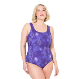 Ulla Popken Badeanzug, Quallen, Ohne Softcups, Raffung Maillot de Bain Une pièce, Lilas, 56 Femmes