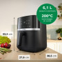 Bosch Air Fryer Série 4, MAF462B0, Friteuse sans huile, 6,1 L, 7 programmes, double chauffe, fonctions décongélation et maintien