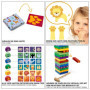 Jouets en Bois pour Enfants à partir de 3 Ans Tour à Bascule à empiler avec Motifs d'animaux Jouet éducatif de Tour avec 54 Bloc