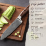 Wakoli Edib Set de 2 Couteaux Santoku en Damas I Lames en acier damassé à 67 couches avec noyau VG10 et manches en bois de pakka