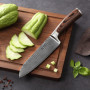 Wakoli Edib Set de 2 Couteaux Santoku en Damas I Lames en acier damassé à 67 couches avec noyau VG10 et manches en bois de pakka
