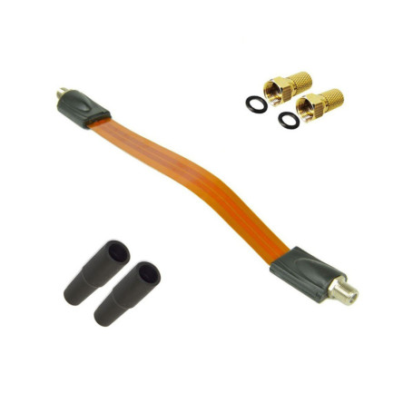 PREMIUMX SAT Câble passe-fenêtre + 2 fiches F + 2 x douilles en caoutchouc plat Set