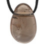 Pendentif goutte d'eau en quartz fumé avec bracelet en cuir