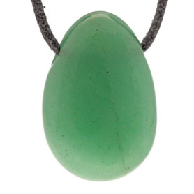 Lebensquelle Plus Pendentif aventurine verte en forme de goutte - Pendentif en pierre roulée avec cordon en coton - Pendentif en