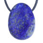 Lebensquelle Plus Pendentif en forme de goutte en lapis-lazuli - En forme de goutte percée - Avec cordon en coton - Pendentif en
