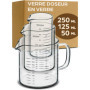 Praknu Verre Doseur en Verre - 50ml, 125ml, 250ml - Graduation Précise - Empilable - Résistant à la Chaleur & au Micro-ondes