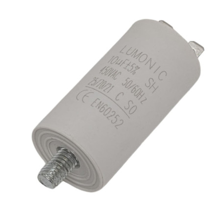 Lumonic Condensateur de démarrage avec Prise De Courant 6,3x0,8mm I 10µF 450V I 30x60mm I 10uF I Condensateur de moteur avec boî