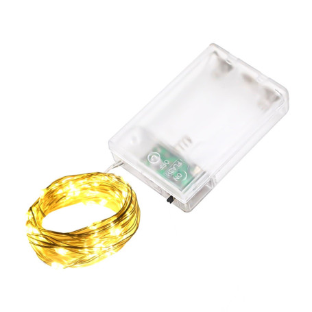 LQWELL Guirlande lumineuse LED 3M 30LED, micro-guirlande lumineuse à piles, mini lampe étanche en fil de cuivre, blanc chaud, 2 