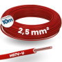 Kalitec H07V-U 1 x 2,5 mm² rouge - Fil simple en PVC ignifuge 2,5 mm² - Toron rigide en cuivre - 450/750 V - Pour câblage intern
