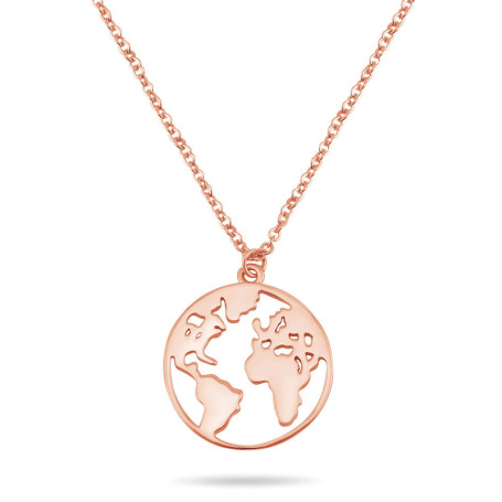 Nuoli® Collier avec pendentif en forme de globe du monde - En argent sterling 925 - Pour femme - 45 cm - Disponible en argent, o