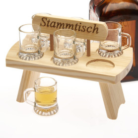 Smart-Planet Plateau à liqueur en bois avec 6 verres pour liqueur et liqueur - Banc à liqueur rustique avec inscription « Table 