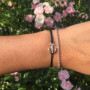 Selfmade Jewelry Bracelet ancre en argent noir pour femme - Bracelet à breloques ancre en macramé ajustable (argent noir) (taill