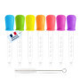AVIDA · ZEN Pipette Plastique 5ml - 7 Pipettes Graduées + 1 Brosse - Pipette Cuisine - Compte Gouttes en silicone - Pipette Enfa