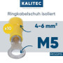 Kalitec RKSGM5 Lot de 10 cosses à anneau 4-6 mm² I Partiellement isolé M5 jaune I Cuivre I Collier en PVC I Pour connecter des c