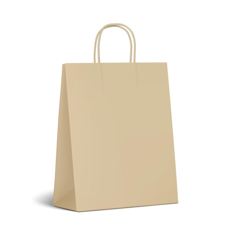 Inoverse 50 Sacs en Papier Kraft avec Poignées – 32 x 12 x 41 cm – Marron Sacs Cadeaux Recyclables, pour Shopping, Emballage Cad