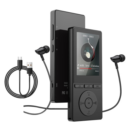 Lecteur MP3 64 Go, MP3 Bluetooth 5.3 avec Haut-Parleurs, Lecteur Musique, Enregistreur Vocal, Radio FM, Chaîne Hi-FI, Écouteurs,